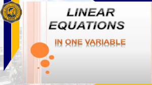 MAT C101 MODULE 8 LINEAR EQUATION IN ONE VARIABLE