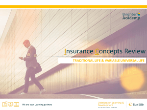 Insurance Concepts Review: Traditional & Variable Life