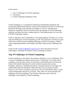 Cloud Computing Challenges