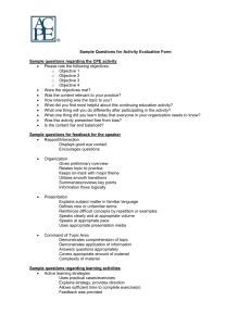Sample Activity Evaluation Form Questions