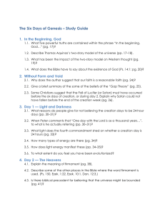 Study Guides - The Six Days of Genesis (Study Guide)