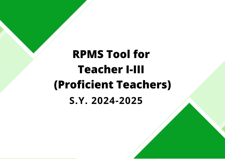 Annex A3 RPMS Tool for Proficient Teachers SY 20242025