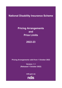PB NDIS Pricing Arrangements and Price Limits 2022-23 pdf