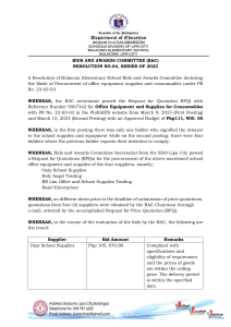 Bulacnin Elementary School Procurement Resolution