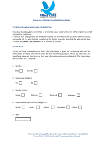 2.Equal Opportunities Monitoring Form -Prime Care Domiciliary Ltd