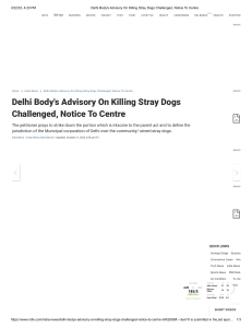 Delhi Body's Advisory On Killing Stray Dogs Challenged, Notice To Centre