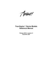 Avant True-Hspice Device Models Reference Manual 2001.4