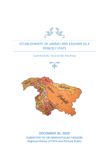 Establishment of Jammu and KashmiR as a Princely State