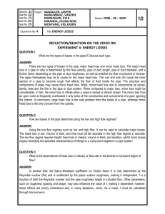 ENERGY LOSSES - HYDRAULICS