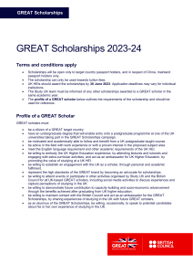 GREAT Scholarships 2023-24 terms and conditions