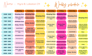 Weekly schedule