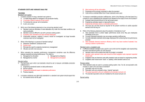 Notes on Standard Cost and Variance Analysis