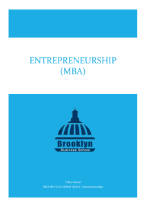 Brooklyn Academy (MBA) Entrepreneurship report