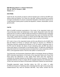 BSP Cases: Bank Closure & Monetary Board Authority