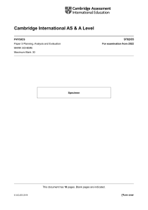 Physics AS & A Level Paper 5 Mark Scheme (Specimen)