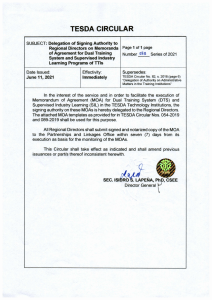 TESDA Circular No. 053-2021