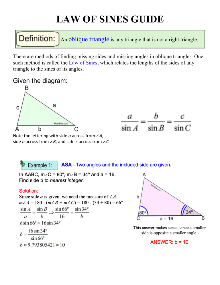 homework 6 law of sines