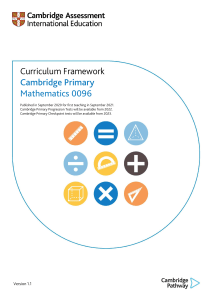 Gr 1 to 5 Math  Curriculum Framework Primary Cambridge