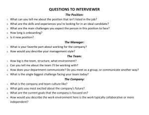 QUESTIONS TO INTERVIEWER