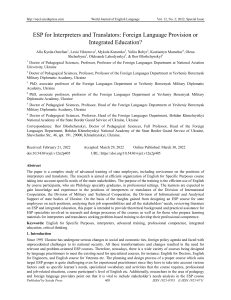 ESP for Interpreters: Integrated Education Approach