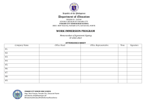 Work Immersion Attendance Sheet