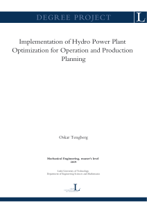 Hydro Power Plant Optimization