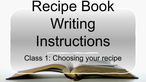 Recipe Book Writing Instructions