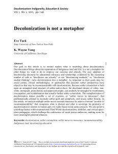 Decolonization is not a metaphor