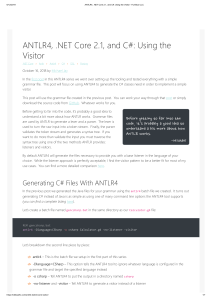 ANTLR4, .NET Core, C#: Using the Visitor Pattern