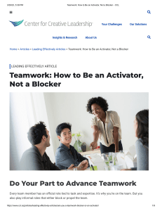 53 - Teamwork  How to Be an Activator, Not a Blocker - CCL