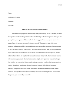 Effects of Divorce on Children Essay