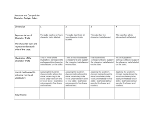 The Literature Cube Assessment Rubric- Analyzing Character Trait Vocabulary