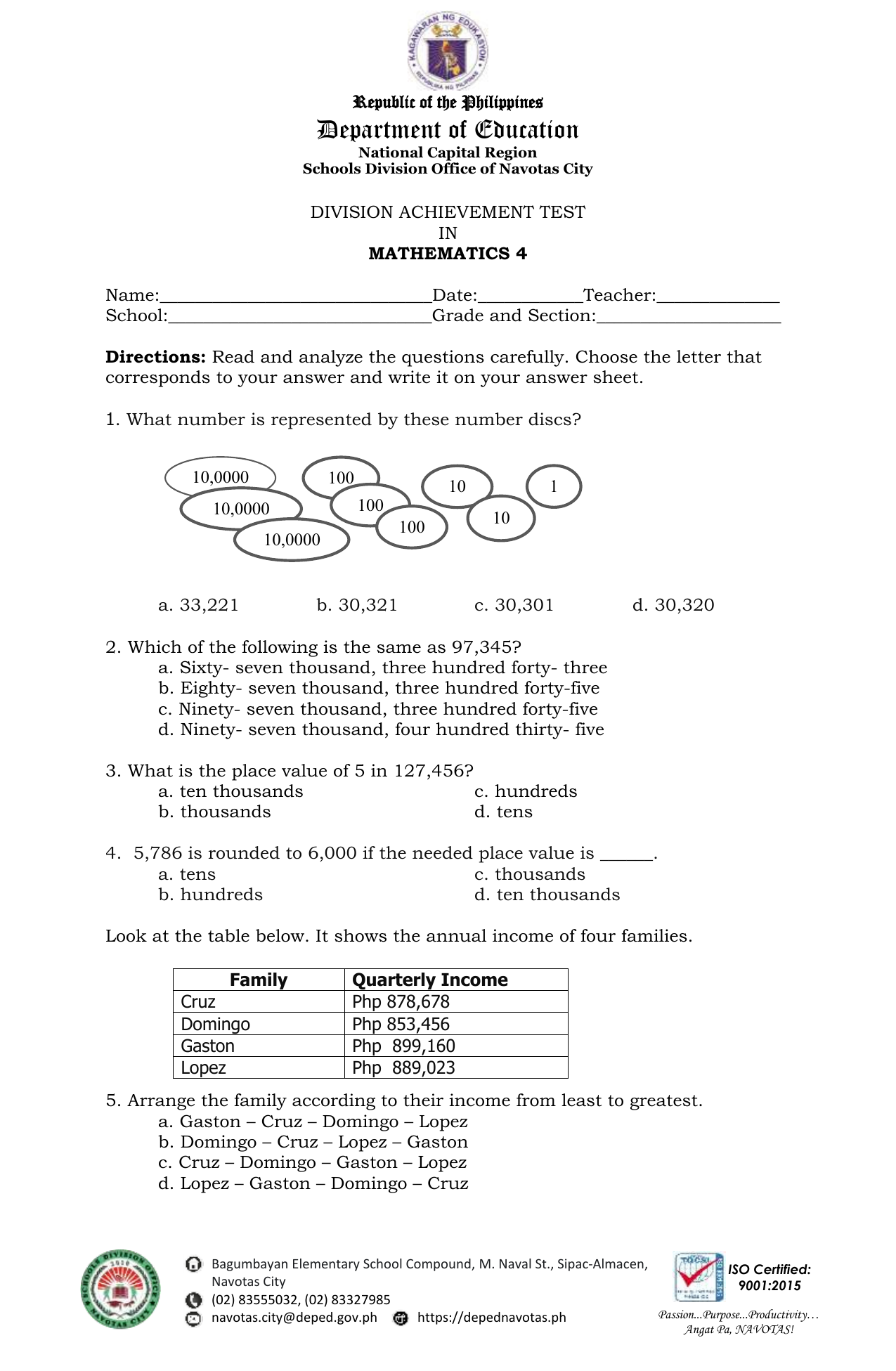 A Detailed Lesson Plan in Math For Grade Iv: (M4NS-Ib-5.2)
