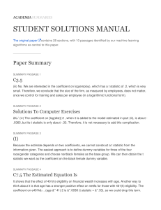 Academia Summary — STUDENT SOLUTIONS MANUAL