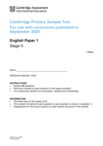 English Stage 5 Sample Paper 1 tcm142-594886
