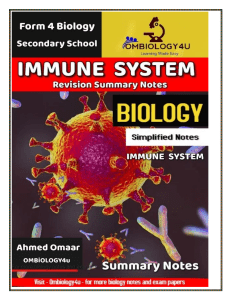 Immune System Biology Summary Notes - Somaliland Form 4 Biology Books -Ombiology books- Ahmed Omaar