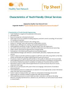 TipSheet CharacteristicsYouth-FriendlyClinicalServices