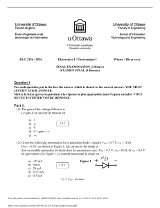 Examen final d'électronique I : suiveurs, diodes, transistors