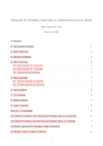 Mathematical Linear Model Constraints Miniguide