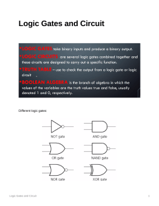 Logic Gates Algebraic Notations - Computer Science