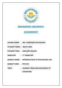 Behaviorism to Cognition: A Psychology Assignment