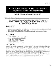 Lab-3-- Analysis of Distribution Transfomrer on Asymmetrical Load