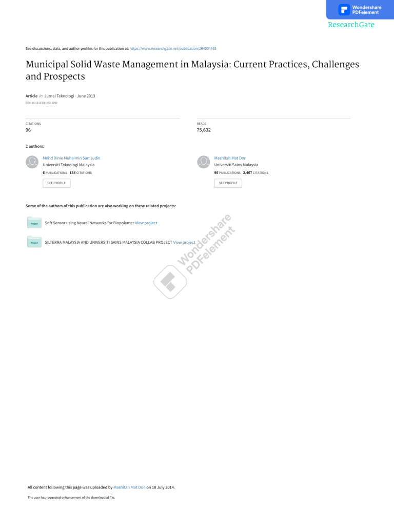 Municipal Solid Waste Management in Malaysia