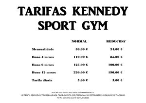 Tarifas Kennedy Sport Gym 2022