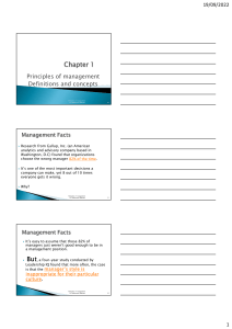 Chapter 1 Introduction to Principles of Management definitions and concepts