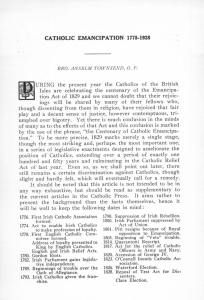 Catholic Emancipation 1778-1928 - Dominicana Vol. 14 No. 2