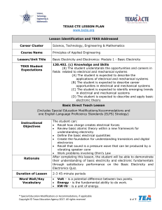 Lesson Plan Basic Electricity 1