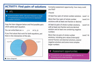 Math Equations Worksheet: Venn Diagram Solutions