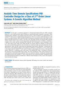 Analytic Time Domain Specifications PID Controller Design for a Class of 2nd Order Linear Systems A Genetic Algorithm Method