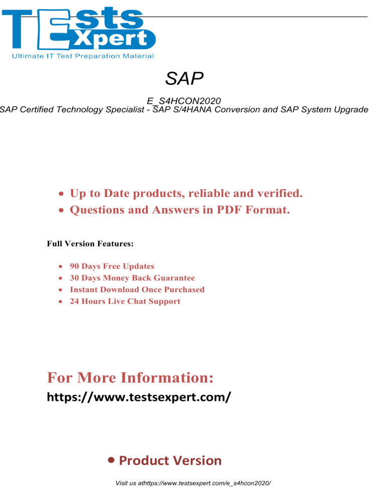 Boost your career with SAP S4HANA Conversion and System Upgrade expertise.  Pass the E S4HCON2020 exam in 2023. Get certified now!